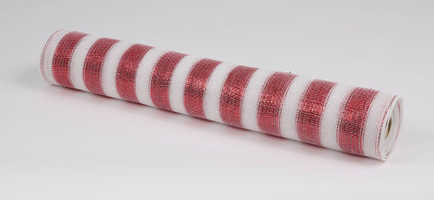 21"X10 Yds Red/White Poly Mesh