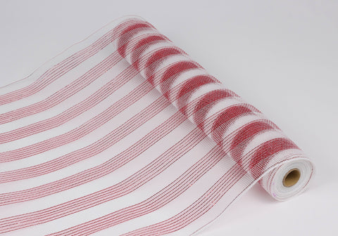 21"X10 Yds Red/White Poly Mesh