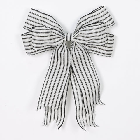 Christmas Black and White Striped Bow | Festive Holiday Decoration