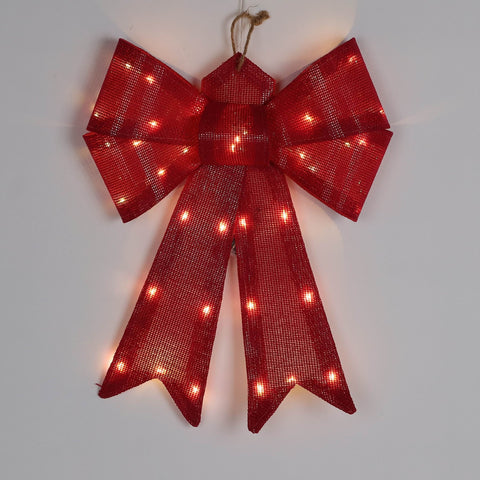 Christmas Red Bow Ornament with Lights