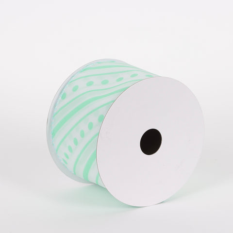 CHRISTMAS 2.5" X 5YDS Green Stripe With Dot Ribbon