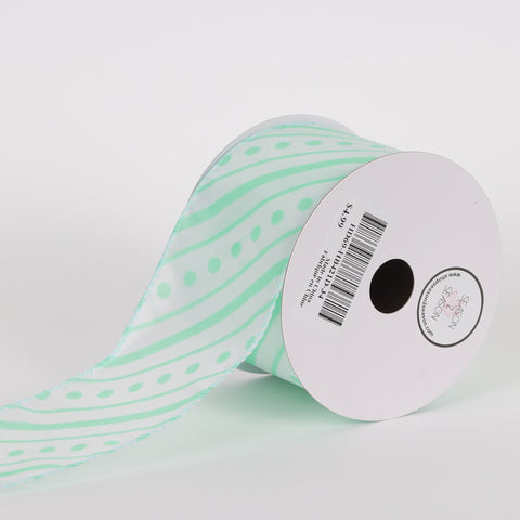 CHRISTMAS 2.5" X 5YDS Green Stripe With Dot Ribbon