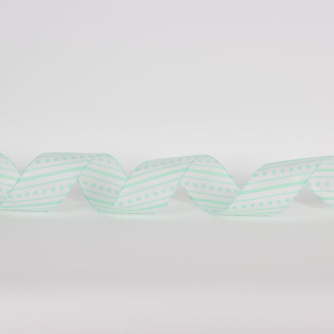 CHRISTMAS 2.5" X 5YDS Green Stripe With Dot Ribbon