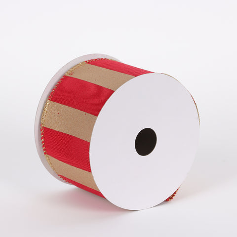 CHRISTMAS 2.5IN X 5YDS RED & GOLD STRIPE RIBBON