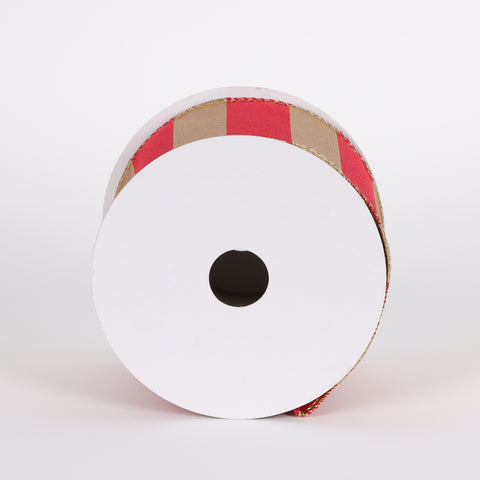 CHRISTMAS 2.5IN X 5YDS RED & GOLD STRIPE RIBBON