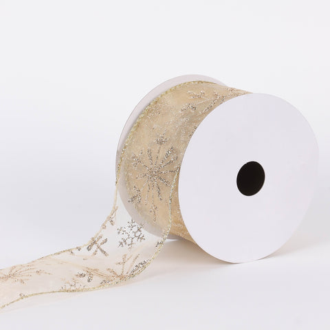 CHRISTMAS 2.5IN X 5YDS GOLD GLITTER SHEER RIBBON