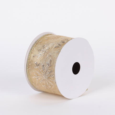 CHRISTMAS 2.5IN X 5YDS GOLD GLITTER SHEER RIBBON
