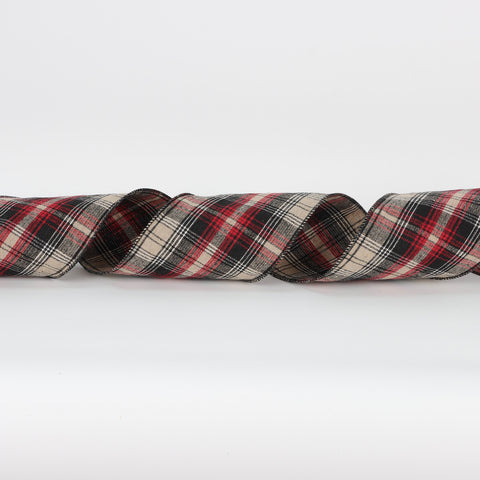 CHRISTMAS 5IN X 5YDS  RED/BLACK PLAID RIBBON