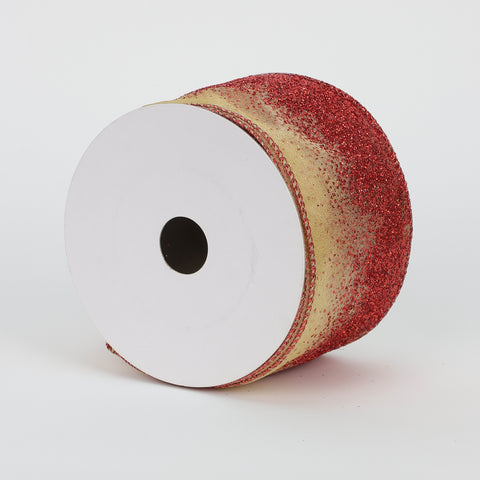 CHRISTMAS 2.5IN X 5YDS RED OMBRE GLITTER SHEER RIBBON
