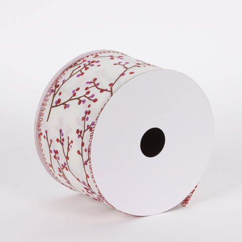 CHRISTMAS 2.5IN X 5YDS BERRY PATTERN RIBBON