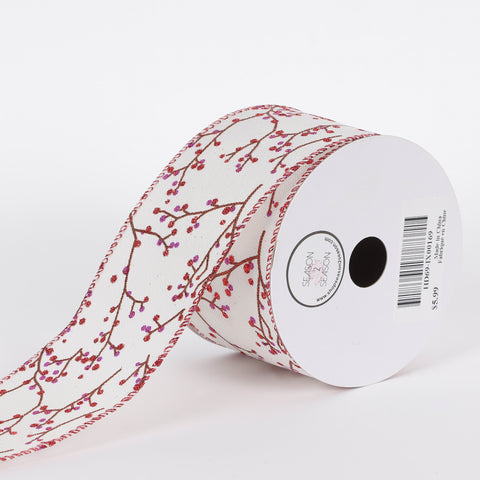 CHRISTMAS 2.5IN X 5YDS BERRY PATTERN RIBBON