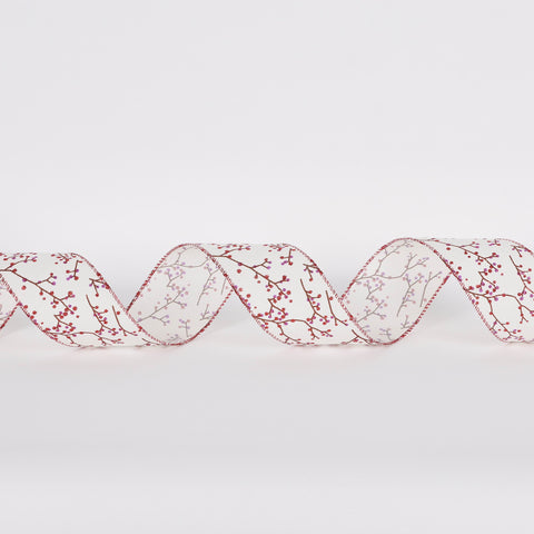 CHRISTMAS 2.5IN X 5YDS BERRY PATTERN RIBBON
