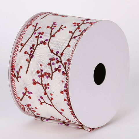 CHRISTMAS 2.5IN X 5YDS BERRY PATTERN RIBBON
