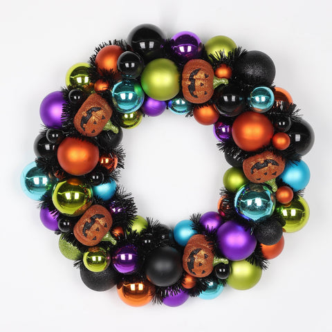 16.0*3.0'' Colorful Foam Ball Wreath W/Pumpkins Décor
