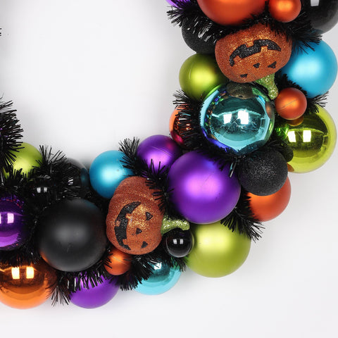 16.0*3.0'' Colorful Foam Ball Wreath W/Pumpkins Décor
