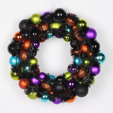 ?16.0*3.0'' Colorful Foam Ball Wreath W/Pumpkins Décor