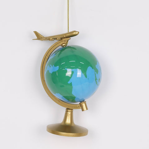 4" Globle With Airplane Orna.