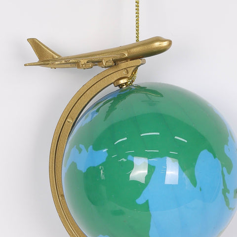 4" Globle With Airplane Orna.