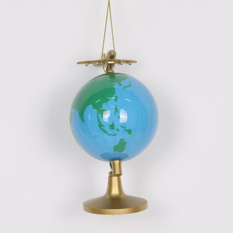 4" Globle With Airplane Orna.