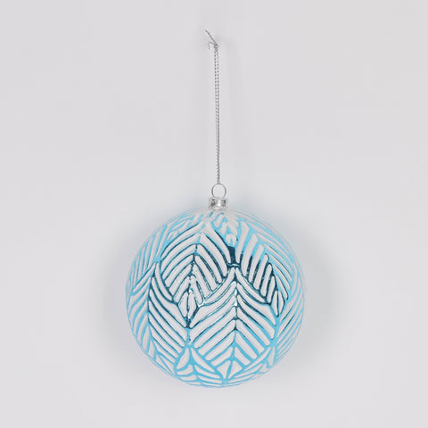 Blue Feather Ball Ornament | Festive Holiday Decoration