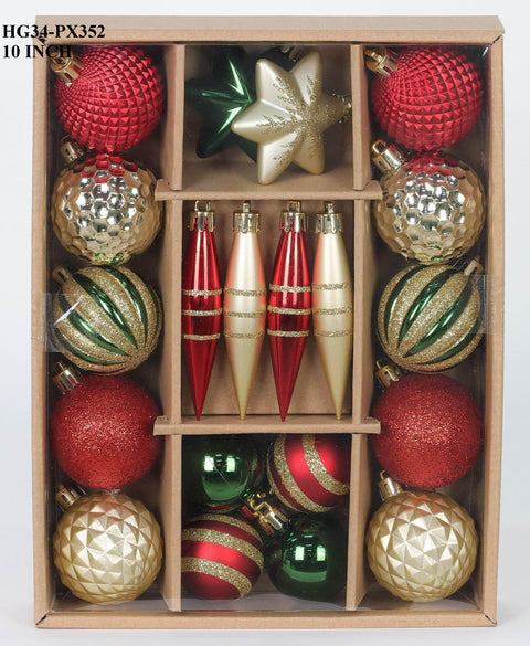 20 Cout Mixed Finial Set-Red,Green,Gold