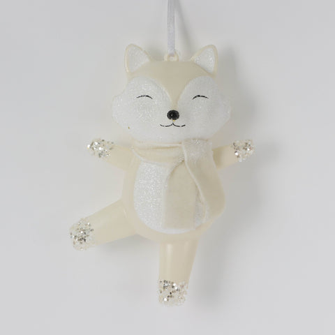 Christmas Winter White Fox Ornament for Tree, Garland, and Wreath Décor