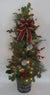 4.5 Ft  100 Lights Lit Christmas Potted Tree With Red Plaid Ribbon Bow