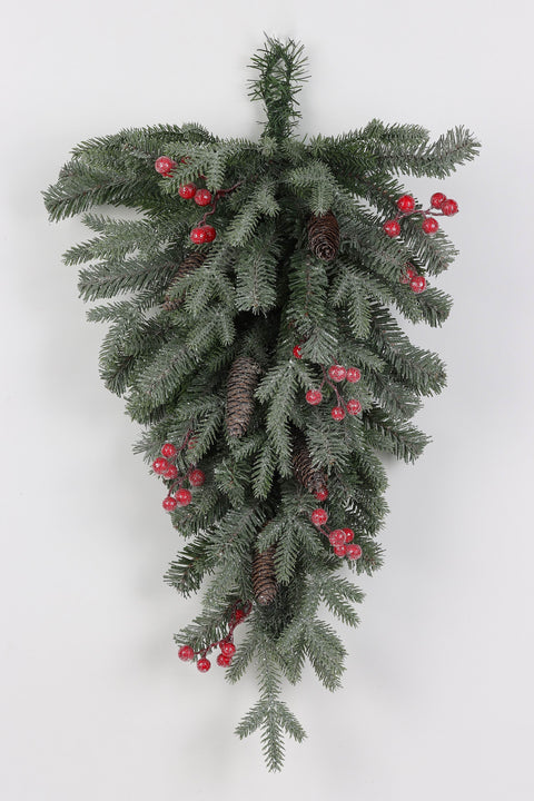 24 Inch Christmas Swag With Red Berries And Pinecones