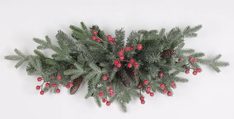 24 Inch  Christmas Centerpiece With Red Berries And Pinecones