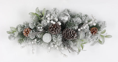 24 Inch Christmas Centerpiece Pinecones White And Silver Decorations