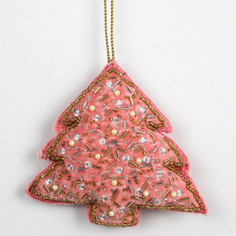 Tree Velvet Ornament With Beading Work