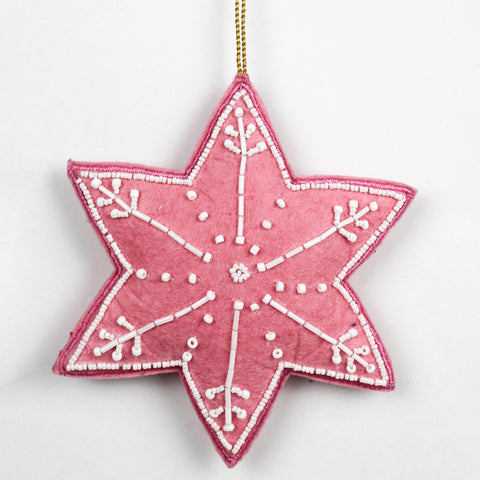 Velvet Star With White Beading