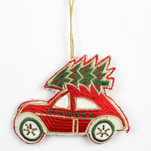 Red Embroided Car