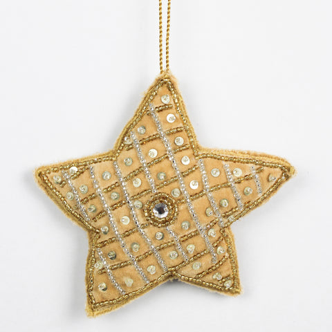 Golden Velvet Hand Beaded Star