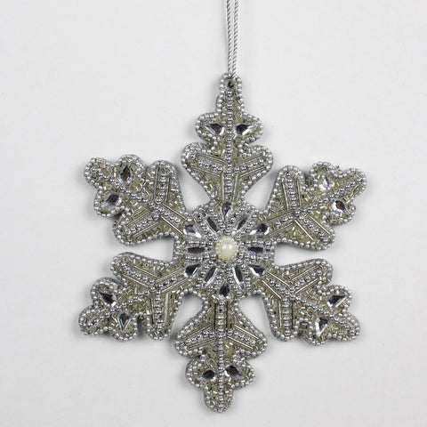 Silver Lac Beaded Snowflake
