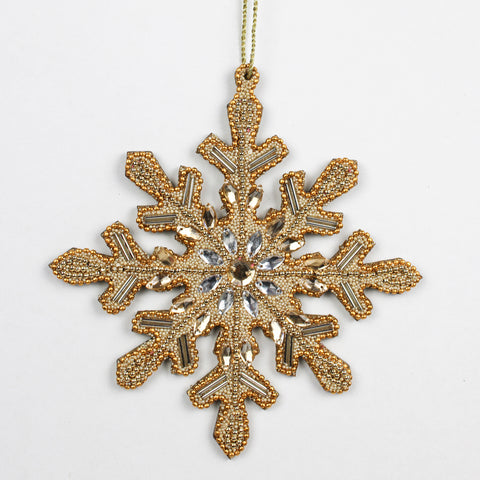 Golden Lac Beaded Snowflake