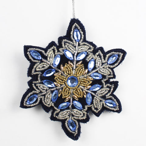 Blue Velvet Beaded Snowflake