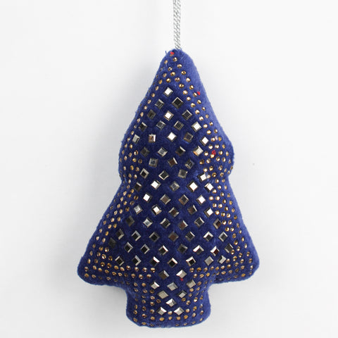 Blue Velvet Glass Work Tree Ornament