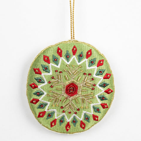 Machine Embroidered With Hand Work Round Ornament