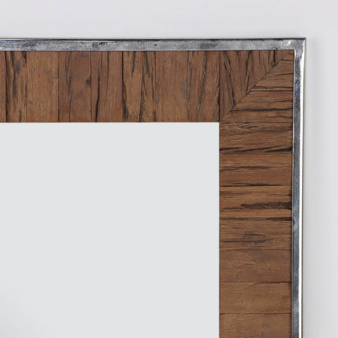 18X1.25X24Wood , Steel & Iron Rectangular Mirror | Home Decor | Interior Styling