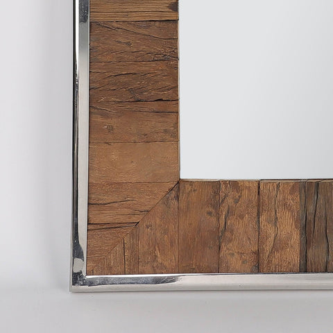 15X1.25X18"Wood , Steel & Iron Rectangular Mirror | Home Decor | Interior Styling