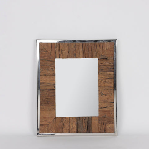 15X1.25X18"Wood , Steel & Iron Rectangular Mirror | Home Decor | Interior Styling