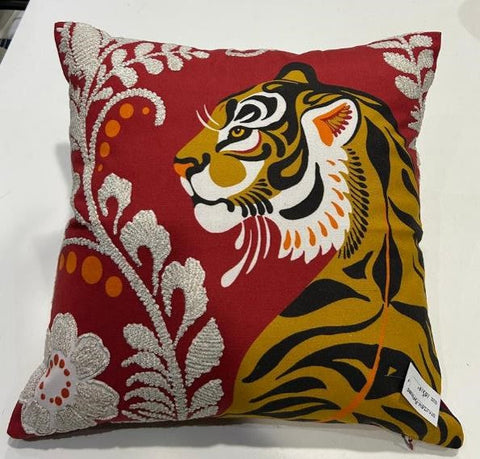 Digital Print And Embroidery Cushion Cover, Front & Back Cotton Casement, With Concealed Zip