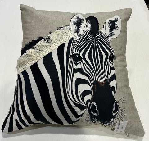 Digital Print &Machine Embroidery Cushion Cover , Front  & Back Cotton Chambray, With Concealed Zip