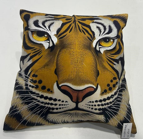 Digital Print &Machine Embroidery  Cushion Cover , Front Cotton Casement & Back Cotton Casement, With Concealed Zip