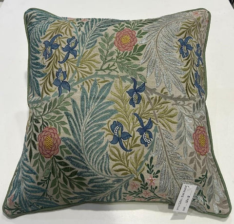 Machine ,Aari  And Hand Embroidery Cushion Cover , Front  & Back Cotton Chambray, With Concealed Zip