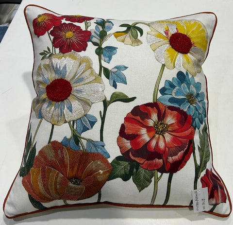 Digital Print & Machine Embroidery Cushion Cover , Front  & Back Cotton Casement, With Concealed Zip