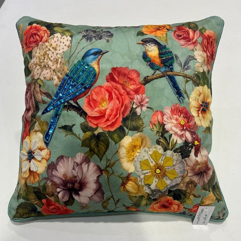 Digital Printed With Machine Embroidery And Hand Emb  Cushion Cover , Front & Back Poly velvet, With Concealed Zip
