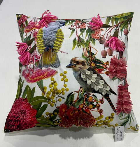 Digital Printed With Machine Embroidery Cushion Cover Made On Front & Back Poly Valent, With Concealed Zip
