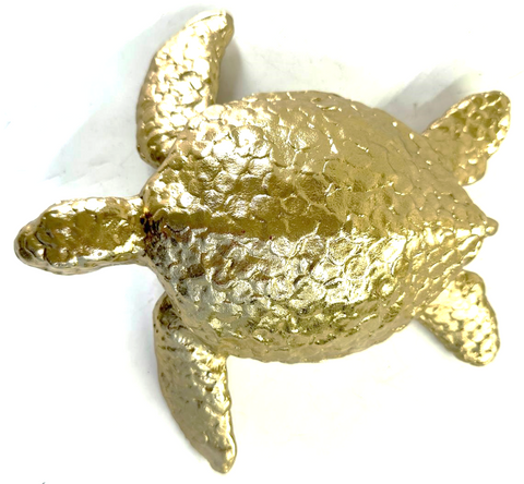 Textured Sea Turtle Sculpture (M) Gold